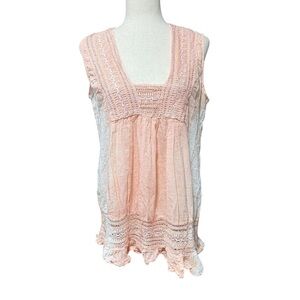 Stillwater Supply Co. Ombré Sleeveless Top Size M Pink Hippie Boho Fairy Crochet